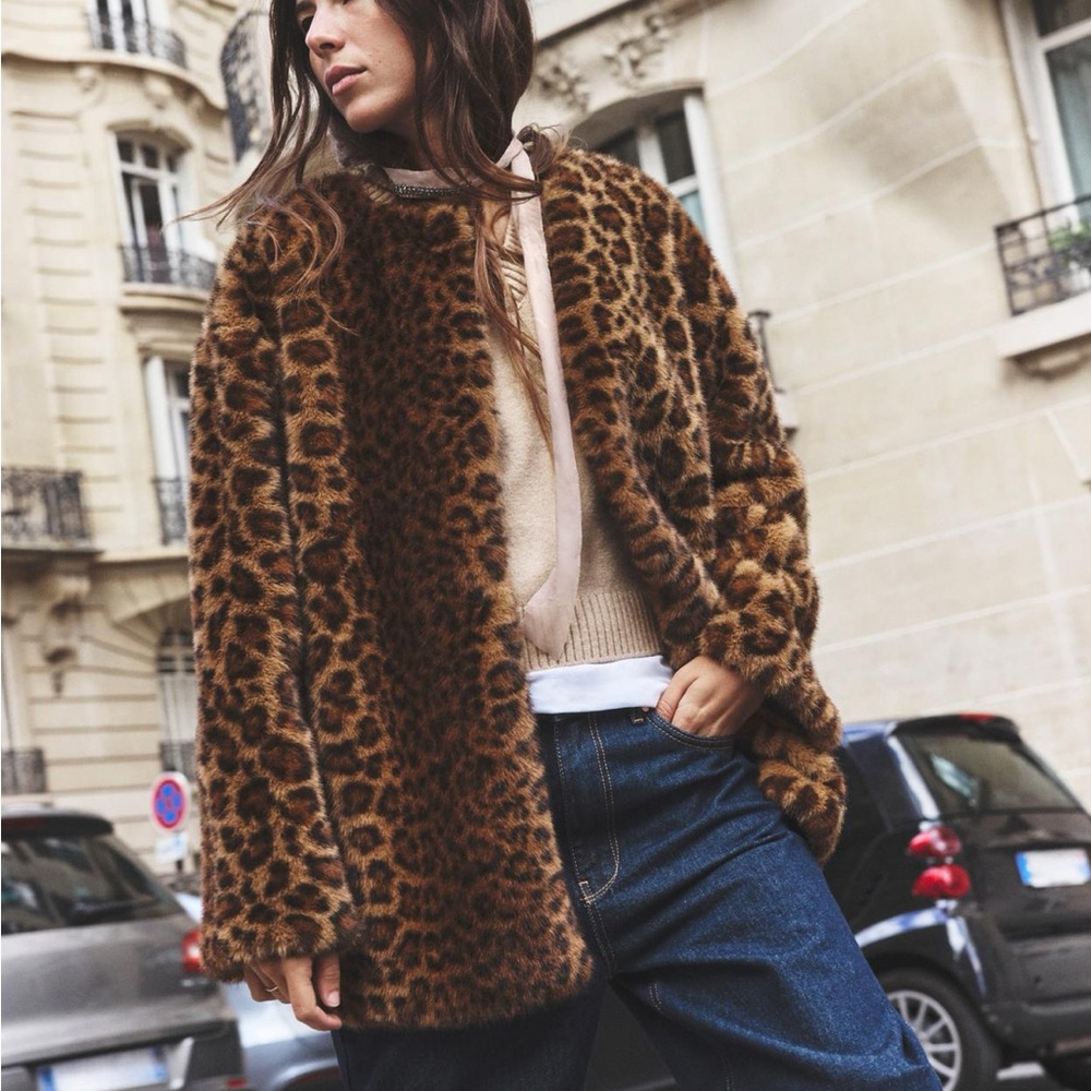 Zara XS Cheetah Print Faux Fur Coat - New without Tags